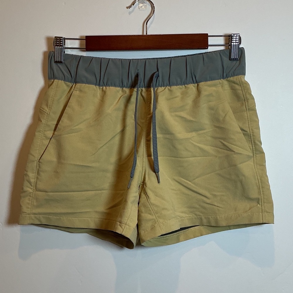 Free Fly Bamboo Charcoal Pull On Athletic Shorts Yellow Grey Small Hiking Yoga